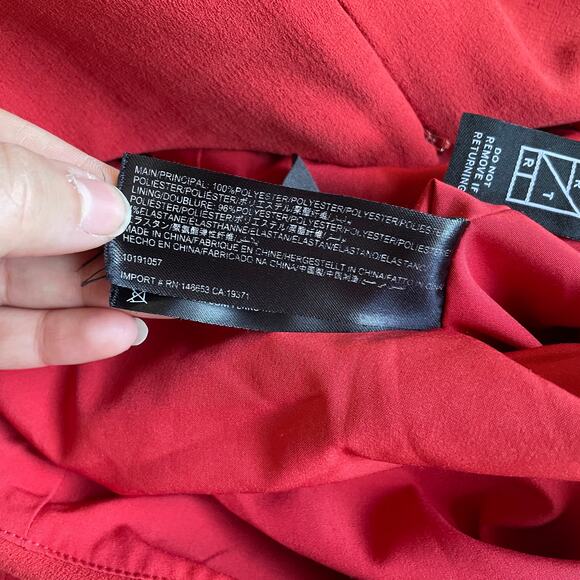 C/MEO Collective Dress Womens 10 Red Fragment Gown Draped‎ One Shoulder - Picture 8 of 12